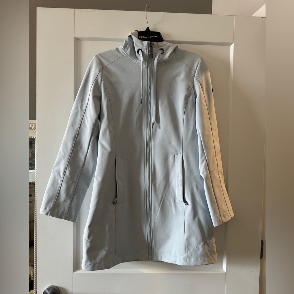 Calvin Klein Light Blue Raincoat parka with hood